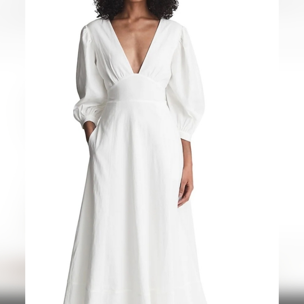Christie Puff Sleeve Plunge Midi Dress Size 10